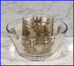 MCM Georges Briard Salad Set Gold and White withFlourish- EIGHT Bowls GORGEOUS