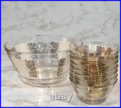 MCM Georges Briard Salad Set Gold and White withFlourish- EIGHT Bowls GORGEOUS