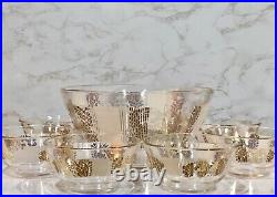 MCM Georges Briard Salad Set Gold and White withFlourish- EIGHT Bowls GORGEOUS