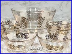 MCM Georges Briard Salad Set Gold and White withFlourish- EIGHT Bowls GORGEOUS