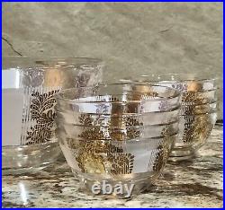 MCM Georges Briard Salad Set Gold and White withFlourish- EIGHT Bowls GORGEOUS