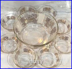 MCM Georges Briard Salad Set Gold and White withFlourish- EIGHT Bowls GORGEOUS