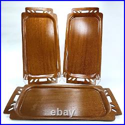 MCM Serving Trays Lot of 3 Overton Original Bentwood Mahogany Vintage Retro Home