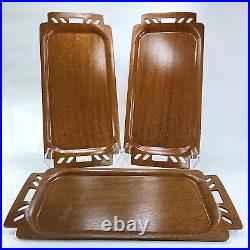 MCM Serving Trays Lot of 3 Overton Original Bentwood Mahogany Vintage Retro Home