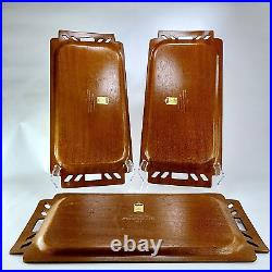 MCM Serving Trays Lot of 3 Overton Original Bentwood Mahogany Vintage Retro Home