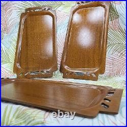 MCM Serving Trays Lot of 3 Overton Original Bentwood Mahogany Vintage Retro Home