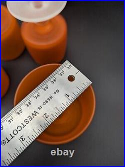 MCM Vintage Retro Frosted Orange Footed Glass Goblets & Pitcher Set Of 5