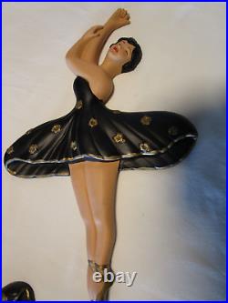 MCM Wall Art Plaques figures set 2 Chalkware Female Ballet Dancers 1960's retro