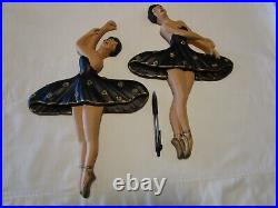 MCM Wall Art Plaques figures set 2 Chalkware Female Ballet Dancers 1960's retro