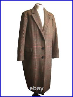 M&S LONG TWEED COAT 22 24 retro trench Dr Who Sherlock check 40s collection