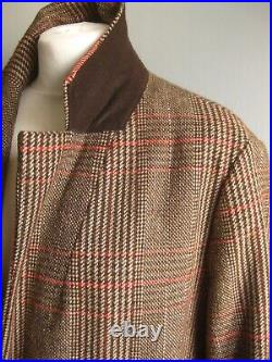 M&S LONG TWEED COAT 22 24 retro trench Dr Who Sherlock check 40s collection