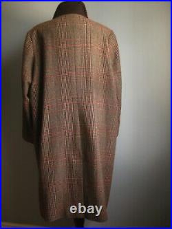 M&S LONG TWEED COAT 22 24 retro trench Dr Who Sherlock check 40s collection