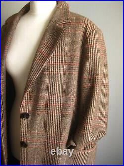 M&S LONG TWEED COAT 22 24 retro trench Dr Who Sherlock check 40s collection