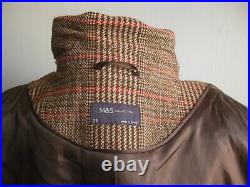 M&S LONG TWEED COAT 22 24 retro trench Dr Who Sherlock check 40s collection