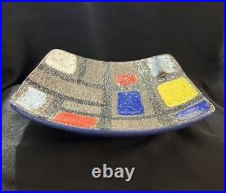 Mid-century Modern Raymor Bitossi Bagni Ceramic Tray Hand Painted Signed Italy