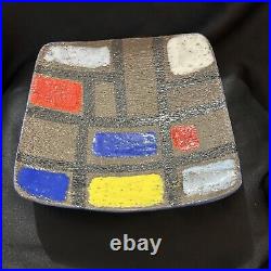 Mid-century Modern Raymor Bitossi Bagni Ceramic Tray Hand Painted Signed Italy