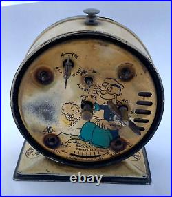 Needs Full Restoration Vintage Rare 1930s New Haven Popeye Alarm Clock