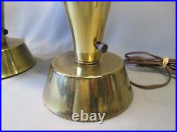 PAIR 2 Mid Century Modern UPLIGHT LAMPS Opal Glass Shades Art Deco Retro Desk