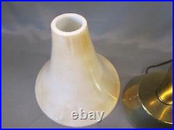 PAIR 2 Mid Century Modern UPLIGHT LAMPS Opal Glass Shades Art Deco Retro Desk