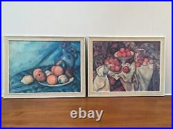 PAIR FRAMED PRINTS MID CENTURY Modern Retro Vintage Still Life Fruit Large 70s