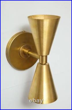 Pair Handmade Brass Up-down Spotlights Retro Megaphone Design Stilnovo Italian