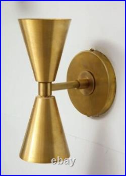 Pair Handmade Brass Up-down Spotlights Retro Megaphone Design Stilnovo Italian