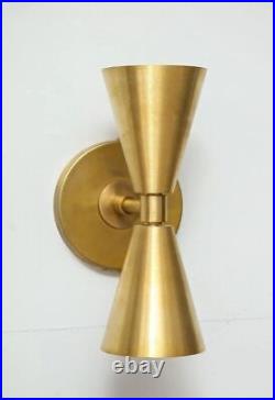 Pair Handmade Brass Up-down Spotlights Retro Megaphone Design Stilnovo Italian