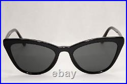 Prada Sunglasses Black Cat Eye Glossy Fashion Womens PR01VS SPR 01V 1AB-5S0 56mm