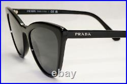 Prada Sunglasses Black Cat Eye Glossy Fashion Womens PR01VS SPR 01V 1AB-5S0 56mm