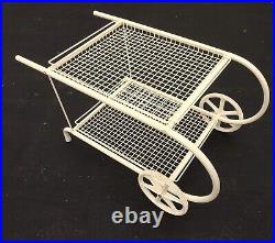 RETRO VERY RARE LARGE MEMPHIS STYLE BAR CART TROLLEY BY EMU ITALY 1980s WHITE