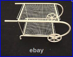 RETRO VERY RARE LARGE MEMPHIS STYLE BAR CART TROLLEY BY EMU ITALY 1980s WHITE