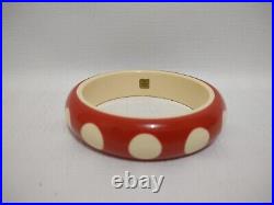 Rafia & Bossa Paris France Bracelet Mod Retro Mid Century Red w White Polka Dots