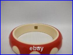 Rafia & Bossa Paris France Bracelet Mod Retro Mid Century Red w White Polka Dots