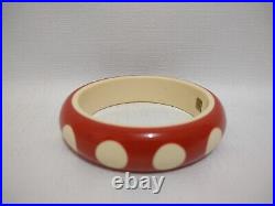 Rafia & Bossa Paris France Bracelet Mod Retro Mid Century Red w White Polka Dots