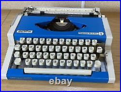 Rare Blue Vintage/Retro Olympia Traveller Deluxe Typewriter Made in W Germany