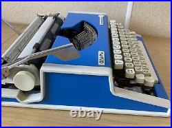 Rare Blue Vintage/Retro Olympia Traveller Deluxe Typewriter Made in W Germany