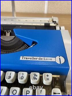 Rare Blue Vintage/Retro Olympia Traveller Deluxe Typewriter Made in W Germany