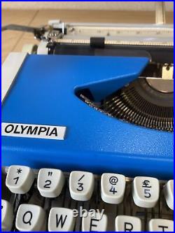 Rare Blue Vintage/Retro Olympia Traveller Deluxe Typewriter Made in W Germany