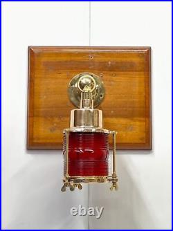 Rare Collectible Original Retro Brass Metal Marine Ship Electric Wall Lamp Red