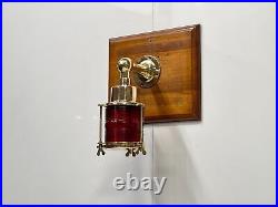 Rare Collectible Original Retro Brass Metal Marine Ship Electric Wall Lamp Red