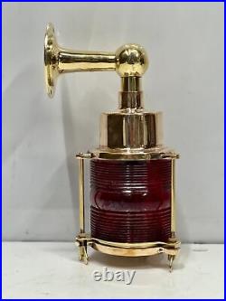 Rare Collectible Original Retro Brass Metal Marine Ship Electric Wall Lamp Red