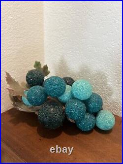 Rare Mid Century Retro Blue Green Crackled Lucite Glass Grape ClusterDriftwood