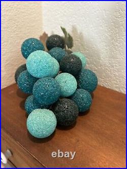 Rare Mid Century Retro Blue Green Crackled Lucite Glass Grape ClusterDriftwood