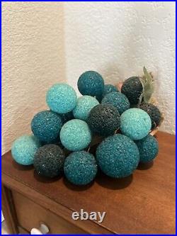 Rare Mid Century Retro Blue Green Crackled Lucite Glass Grape ClusterDriftwood