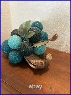 Rare Mid Century Retro Blue Green Crackled Lucite Glass Grape ClusterDriftwood