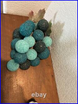 Rare Mid Century Retro Blue Green Crackled Lucite Glass Grape ClusterDriftwood