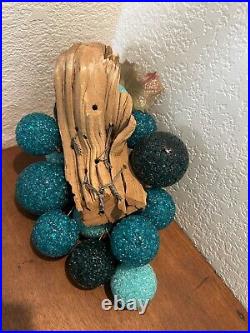 Rare Mid Century Retro Blue Green Crackled Lucite Glass Grape ClusterDriftwood