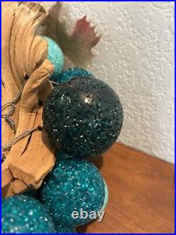 Rare Mid Century Retro Blue Green Crackled Lucite Glass Grape ClusterDriftwood