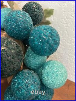 Rare Mid Century Retro Blue Green Crackled Lucite Glass Grape ClusterDriftwood