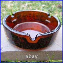 Rare Vintage 70s McDonald's Glass Ashtray Dark Amber Retro Round Spiral Bottom